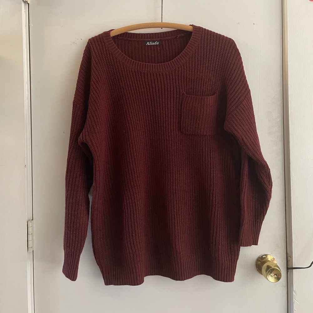 Chunky burgundy oversized sweater